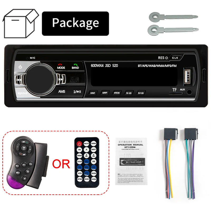 Car Radio 1 Din Stereo Player Digital Bluetooth Car MP3 Player 60Wx4 FM Radio Stereo Audio Music USB/SD with in Dash AUX Input